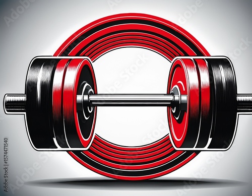 barbell logo strong barbell logo with bold lines black and red fitness theme powerful and masculine on white background