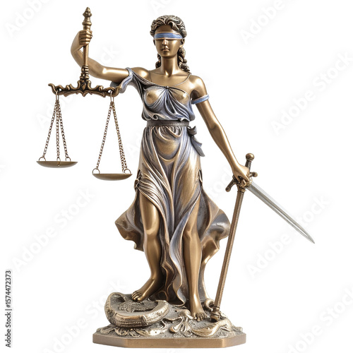 Lady Justice Holding Scales and Gavel – Transparent