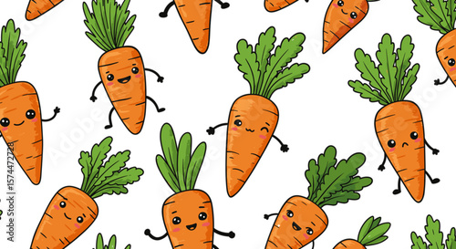 Colorful crayon-drawn background with funny carrots on transparent PNG, perfect for your design projects

