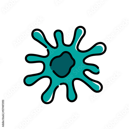 Virus cell spreading on white background microscopic view