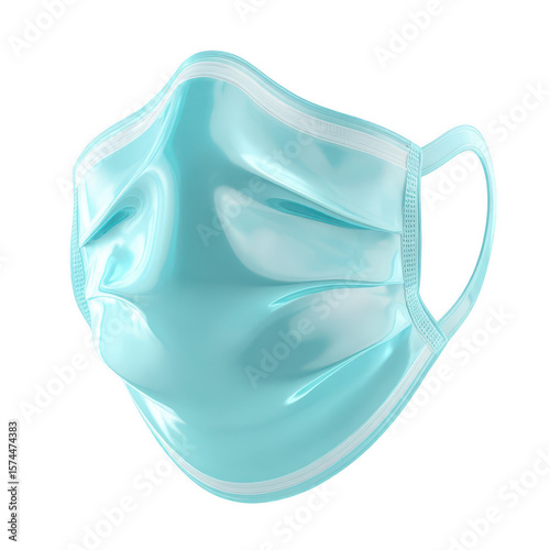 Light-blue disposable face mask, 3D render