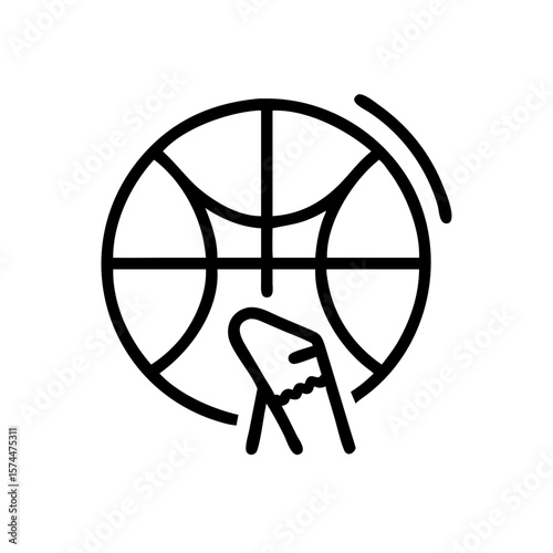 Basketball game sport ball dribble hand vector outline icon design for sports and recreation graphic element
