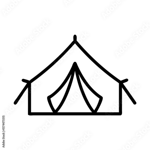 Camping tent outdoor adventure travel shelter vacation summer nature equipment tourism line art vector graphic