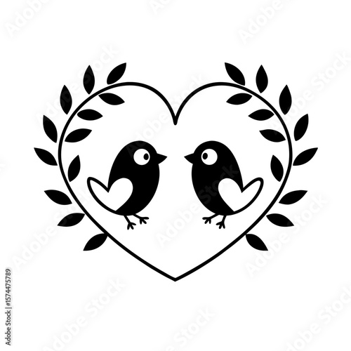 silhouette of two birds sitting closely together 