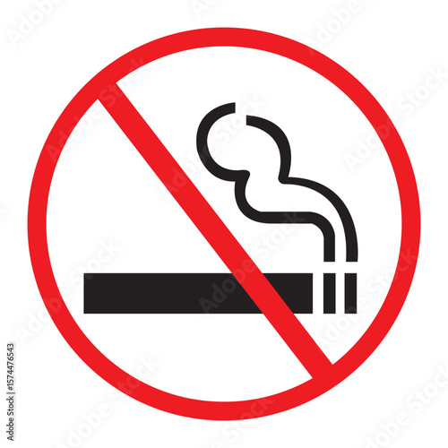 No smoking sign, a red forbidden symbol illustrating the prohibition of cigarettes on a white background