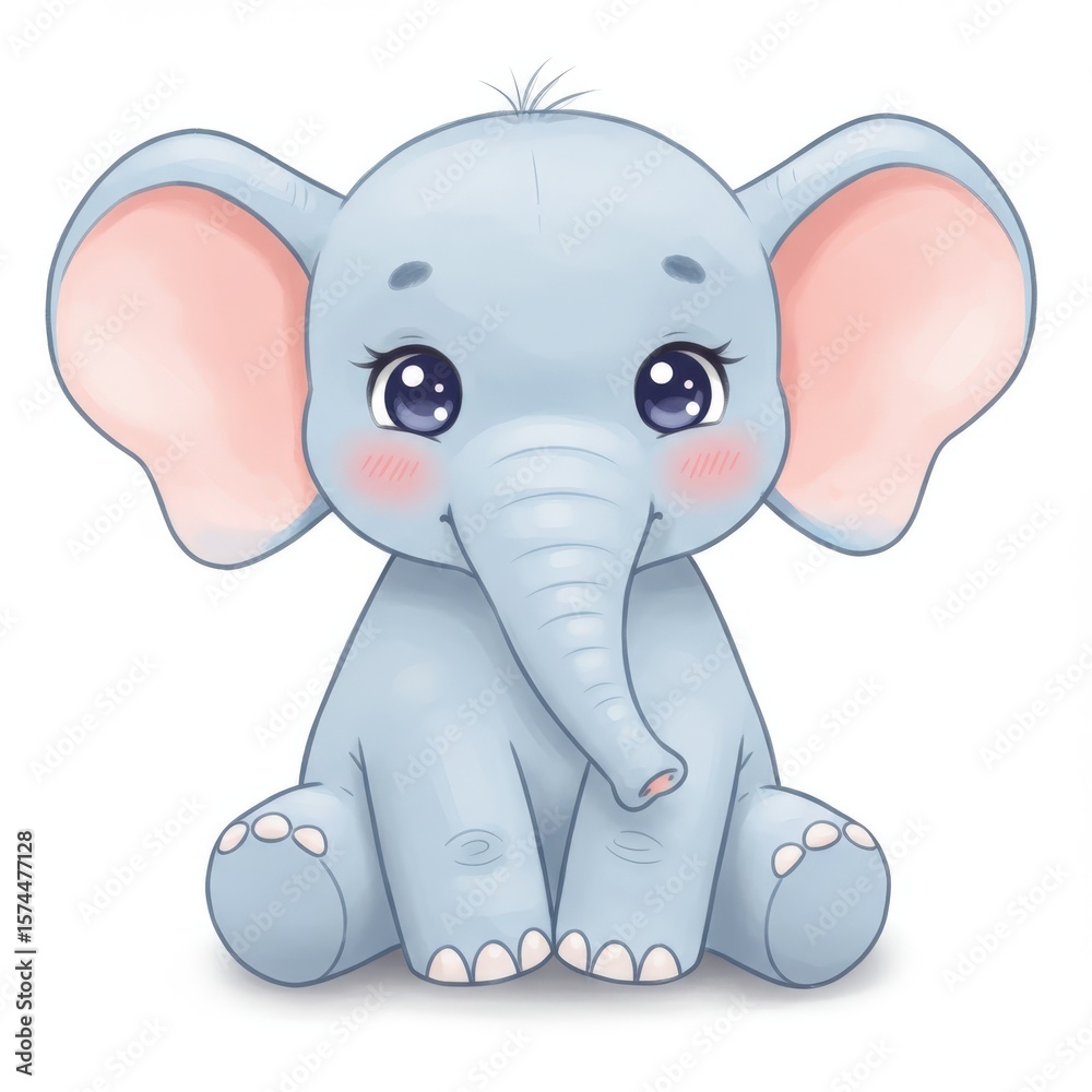 Naklejka premium Cute baby elephant sitting