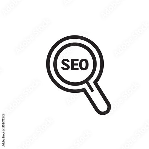 A magnifying glass with "SEO" inside it.