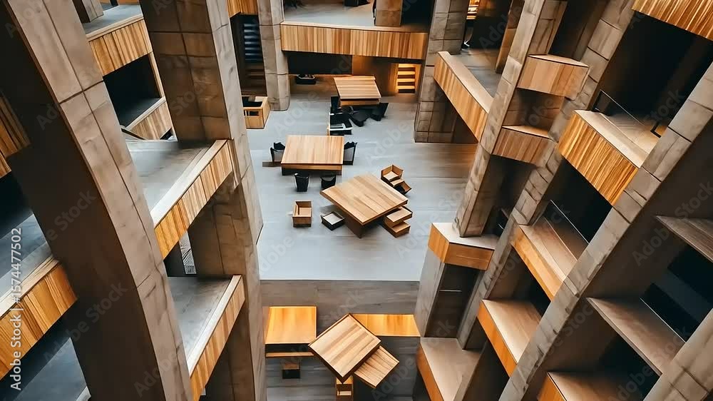 Stunning multi level architecture, office interior and interior of a building