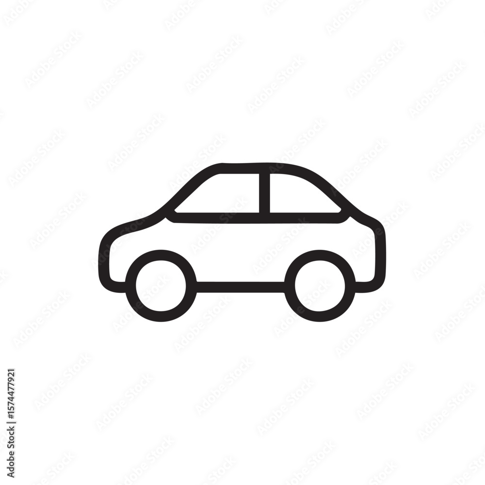 Fototapeta premium Simple line drawing of a car.
