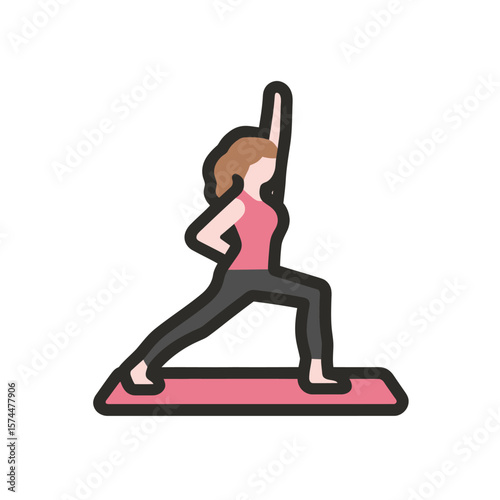 Woman practices yoga pose indoors fitness exercise routine