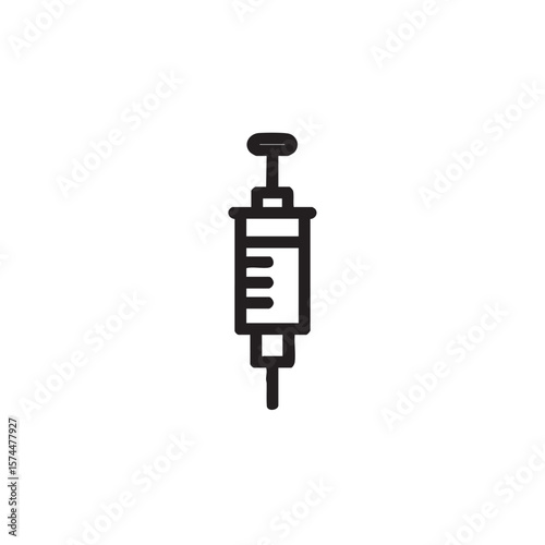 Simple line drawing of a syringe with a needle.