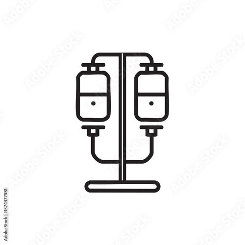 An IV pole with two bags of fluid attached.