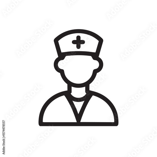 A simple outline icon of a medical professional, likely a nurse or doctor.