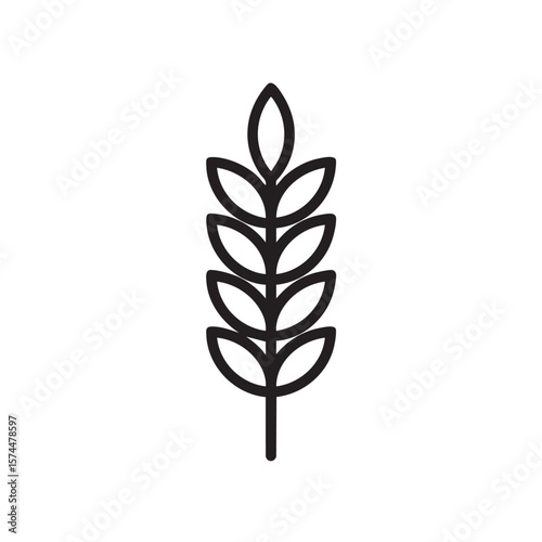 A simple black and white outline icon of a wheat ear.