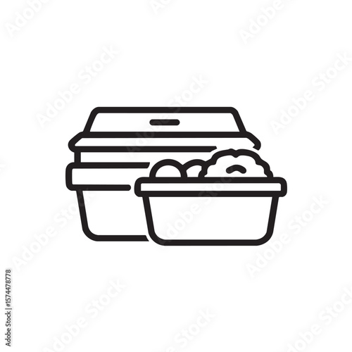 A black and white outline icon of two takeaway food containers.