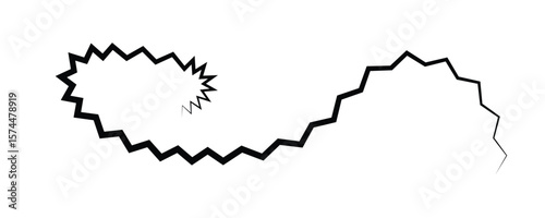 Jagged black spiral expanding outwards abstract white