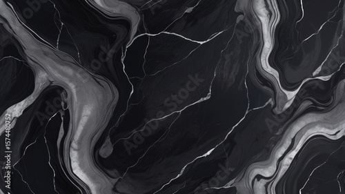 Elegant dark marble texture with swirling veins and a sophisticated gray color palette