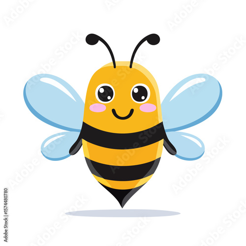 Cute Cartoon Bumble Bee Iso...