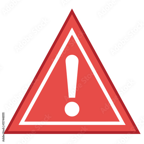 Red exclamation mark warning sign silhouette isolated on white background
