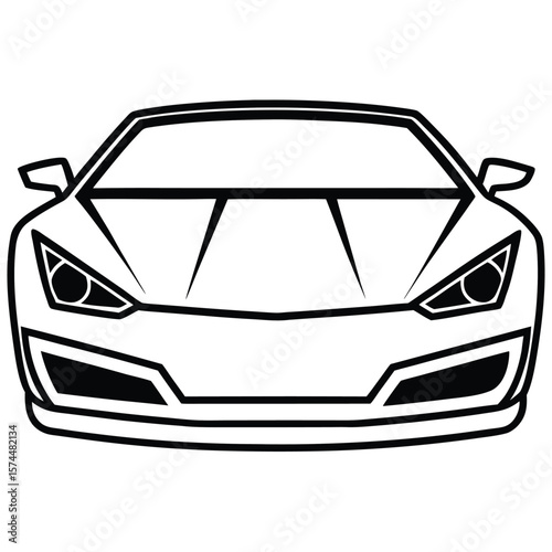 Modern sports car front view outline graphic design silhouette
