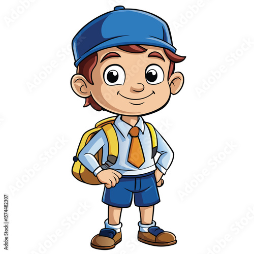 Cartoon boy in school uniform