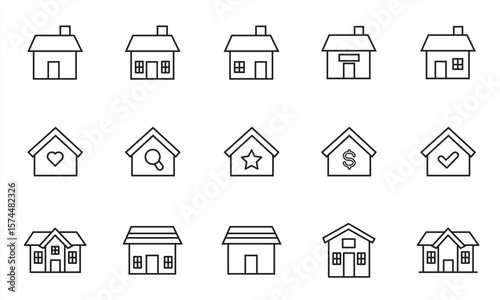 House Line Icon, Editable Stroke, Contains icons such as House, Property, Building Investment, Housing, isolated on white background, vector illustration.