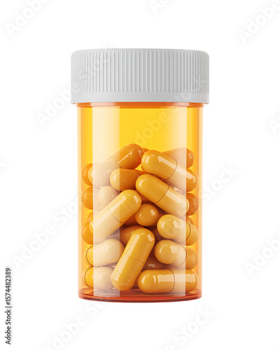 Amber Pill Bottle with Capsules Product Photography