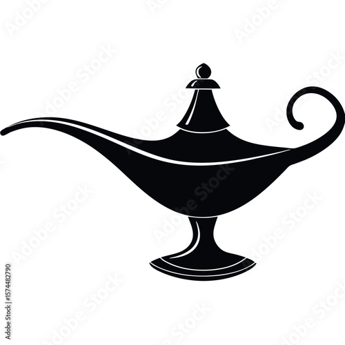 Magic lamp silhouette isolated on white background
