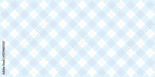 Seamless pastel blue argyle pattern with soft geometric diamonds