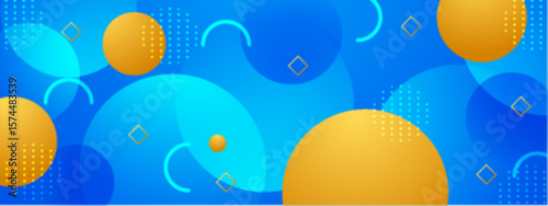 Abstract blue and gold design with circles, perfect for backgrounds, digital art, website elements, and print materials with a modern touch.