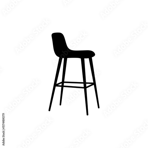 Bar stool icon silhouette icon vector flat design.