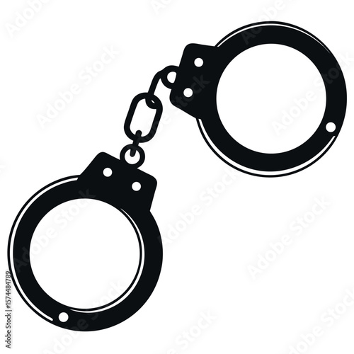 Handcuffs silhouette isolated on white background