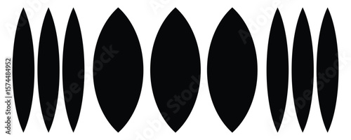 Black oval shapes arranged symmetrically on white background pattern