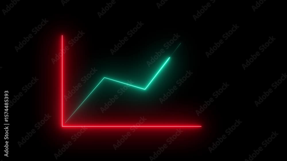 Business graph chart icon with market recovery concept .Abstract neon business growth and graph chart icon animation background.4k video Business graph chart icon with market recovery concept .Abstract neon business growth and graph chart icon animation background.4k video