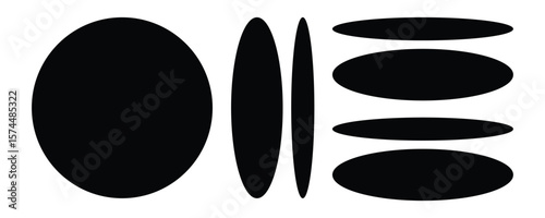Black ovals and ellipses on white background abstract shape