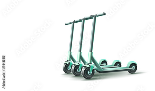 Electric scooter rental, eco-friendly transport. Vector illustration