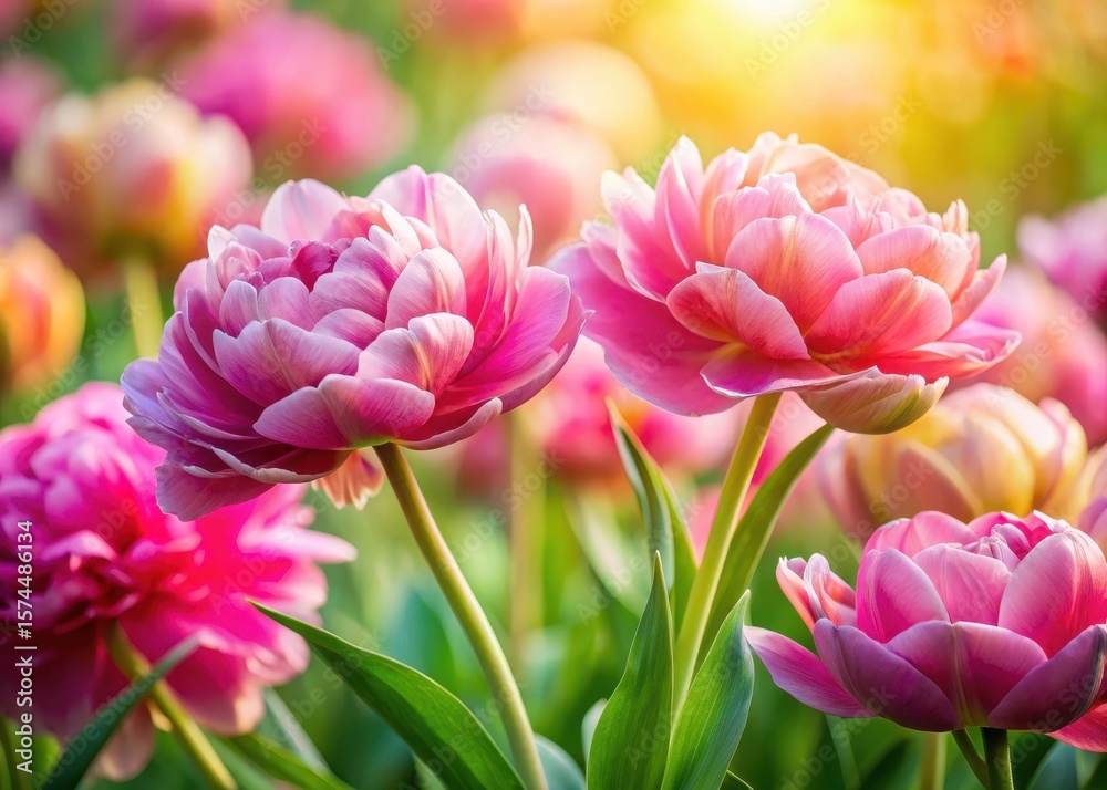 Fototapeta premium Delicate double peony tulips in full bloom