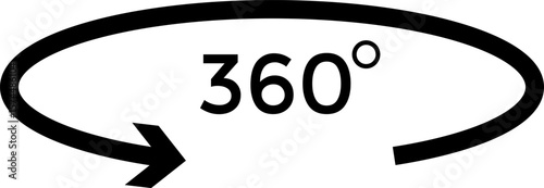 360 line icon. Rotation symbol. virtual reality related. angles of turn swivel icon 
