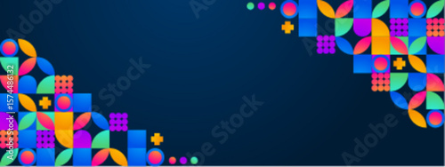 Colorful geometric shapes in abstract design, suitable for backgrounds, banners, digital art, and modern concepts needing vibrant visuals.