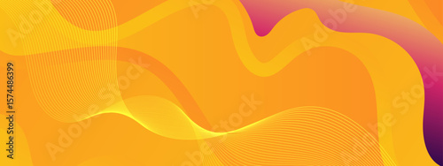 Yellow and orange abstract waves with thin lines suitable for backgrounds, banners, prints, and web designs needing vibrant patterns.