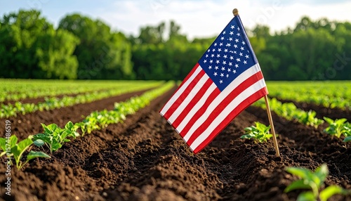 American flag in a field (1)