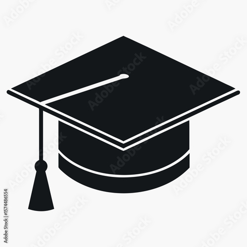 Graduation cap silhouette isolated on white background
