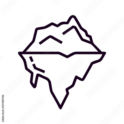 Iceberg silhouette with sharp edges and outlines in minimalist style  