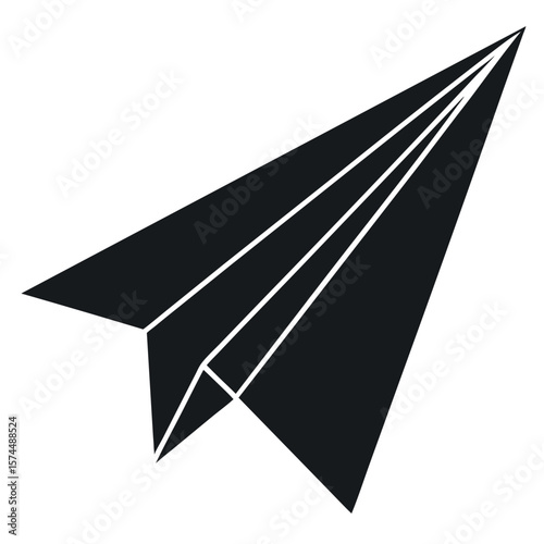 Paper airplane silhouette isolated on white background