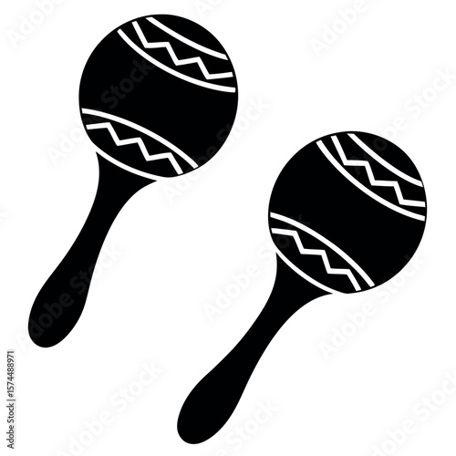 Pair of maracas silhouette isolated on white background
