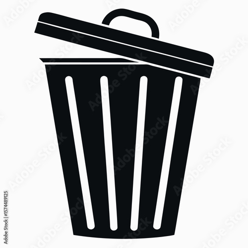 Trash can silhouette isolated on white background
