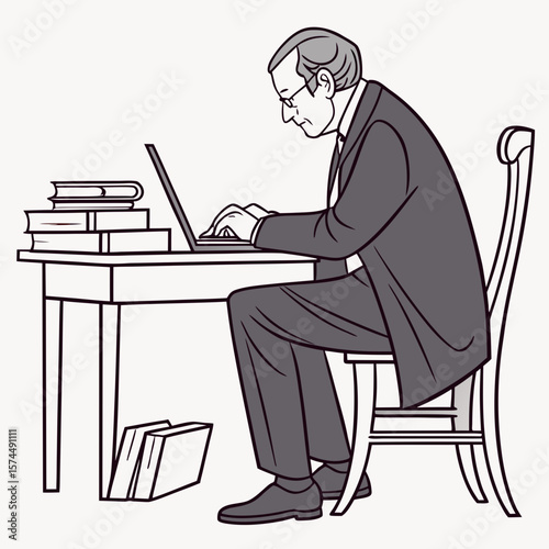 Persona Sentada en Silla Trabajando con Computadora