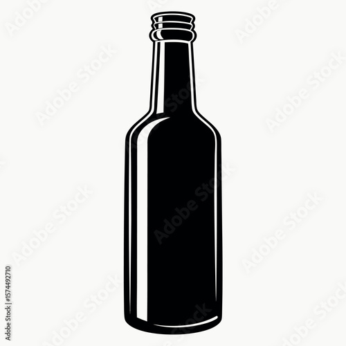 Black bottle silhouette isolated on white background