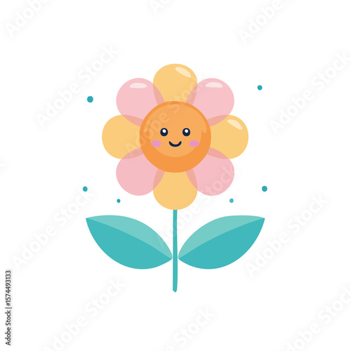 Cute Cartoon Flower Character Isolated on a Transparent Background