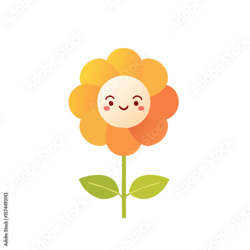 Cute Cartoon Flower Character Isolated on a Transparent Background